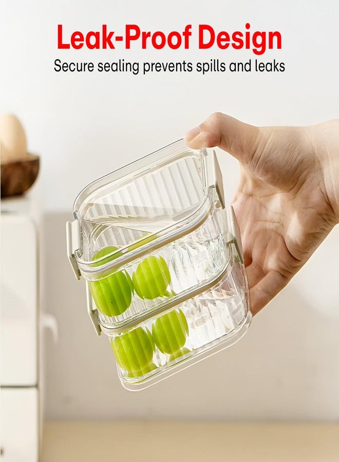 PRIME PICK مجموعة حاويات تخزين طعام محكمة الإغلاق وقابلة للتكديس من برايم بيك - منظمات بلاستيكية مانعة للتسرب وخالية من مادة BPA، مناسبة للثلاجة وخزانة المؤن والمطبخ، صناديق شفافة موفرة للمساحة لتحضير الوجبات الخفيفة والخضراوات وغيرها (مجموعة من 5 قطع) - Image 3