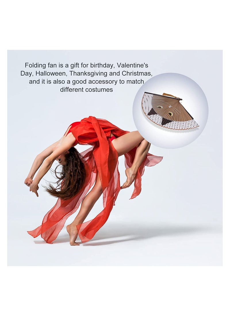 SYOSI - Folding Fan Handheld Fans Cat Cartoon Kung Fu Fan Elegant Chinese Japanese Style for Women Men Silk Folding Fans with Bamboo Frames for Dancing Cosplay Wedding Party Props Decoration( Brown) - Image 1