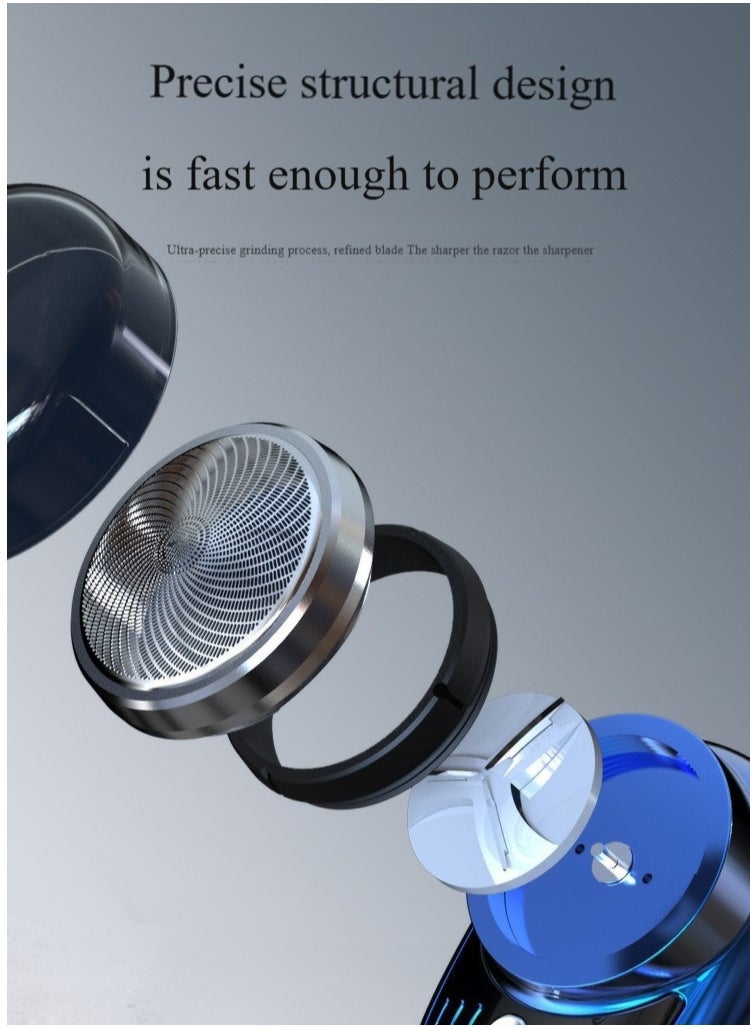 إسكدنيا ماكينة حلاقة كهربائية للرجال، ماكينة حلاقة صغيرة محمولة، ماكينة حلاقة بشحن USB، ماكينة حلاقة رطبة وجافة قابلة لإعادة الشحن (أزرق) - Image 4