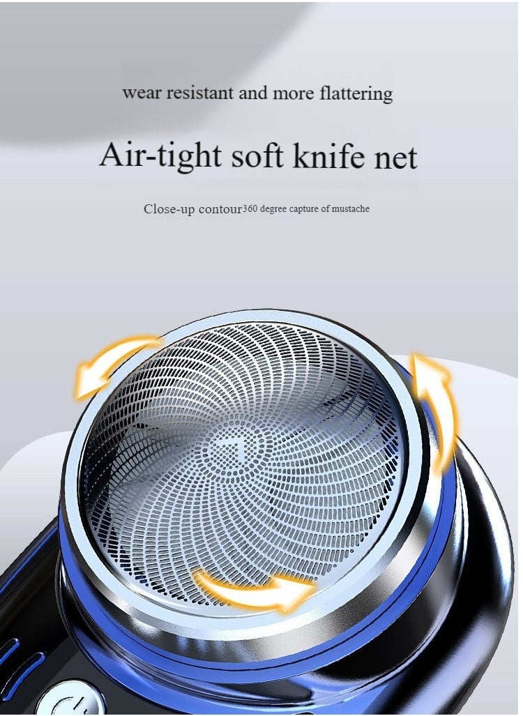 إسكدنيا ماكينة حلاقة كهربائية للرجال، ماكينة حلاقة صغيرة محمولة، ماكينة حلاقة بشحن USB، ماكينة حلاقة رطبة وجافة قابلة لإعادة الشحن (أزرق) - Image 3