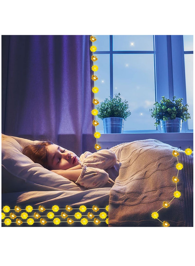 Excefore 2Pcs Honey Bee Fairy String Lights, Solar String Lights For Outside, 10FT 30LED Bumble Bee And Sunflower Fairy Lights Solar Powered, Bee Decorations String Lights For Party Baby Shower Bedroom  - Image 4
