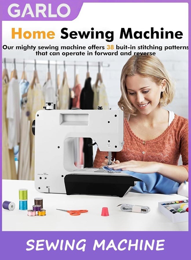 Garlo Sewing Machine for Beginners, Portable Mini Stitching Machine with Extension Table,38 Stitch Patterns 3 Adjustable Speed with 4 Replaceable Presser Feet And 113 Sewing Kits - Image 5