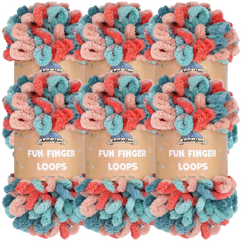 BambooMN JubileeYarn Fun Finger Loops Yarn  100gSkein Jumbo Polyester  Hypnos  6 Skeins
