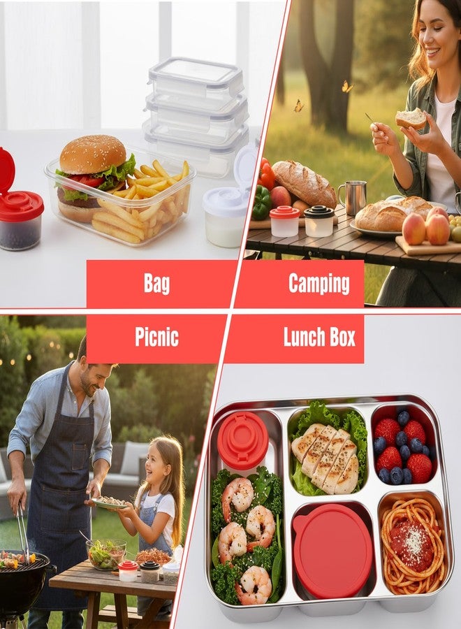 Quilax 3Pcs Mini Salt and Pepper Shakers, Plastic Lunch Salt and Pepper, Portable Plastic Travel Shaker for Camping, Picnic Outdoors, Lunch Boxes (Black, White, Red) - Image 5