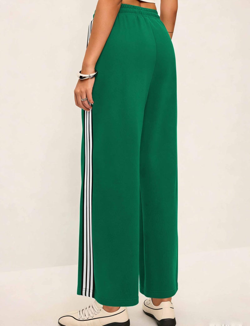 Lumister Women's High Waist Wide-Leg Track Pants with Pockets Lightweight Athletic Joggers Sweatpants for Running and Gym Green - Image 3
