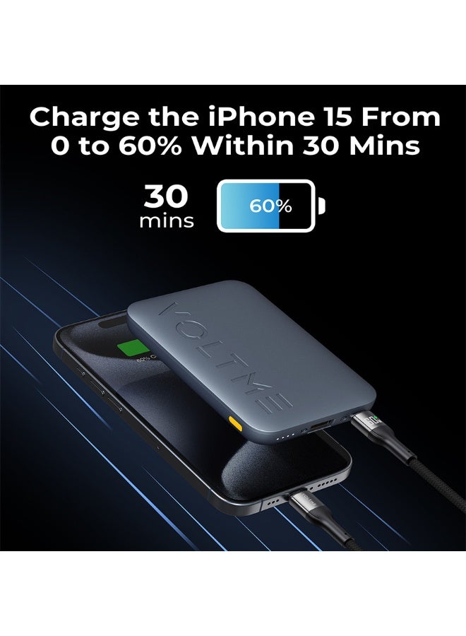 فولتمي بكج شحن فولتمي شاحن متنقل هايبركور بسعة 10000 مللي امبير وبقوة 22.5 واط وشاحن جداري وسلك شحن - أزرق داكن - Image 3