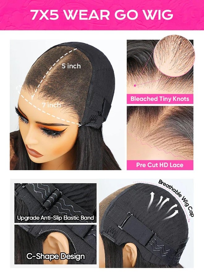 BLY Burmese Curly Glueless Wig Wear Go Human Hair Wigs with Spiral Ends 7x5 HD Lace Pre Cut Pre Plucked Bleached Knots 180% Density Natural Black 16 Inch - Image 5