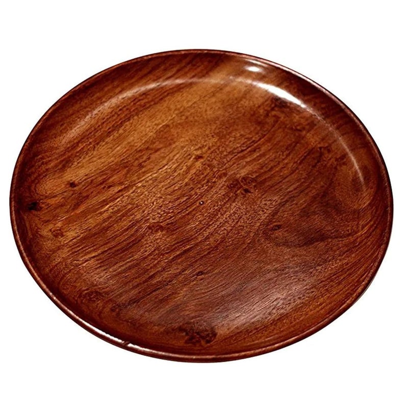 santarms Santarms Wooden Dinner Set Wooden Brown Serving Four Bowl with Wooden Plates Pack of 1 