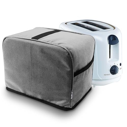 NABAAT Dust Proof Water Proof Washable Cover for 2 Slice Toaster Pop up Kitchen with Pockets Standard Size, Light Grey (11”x 6.5”x 8”) - Image 1