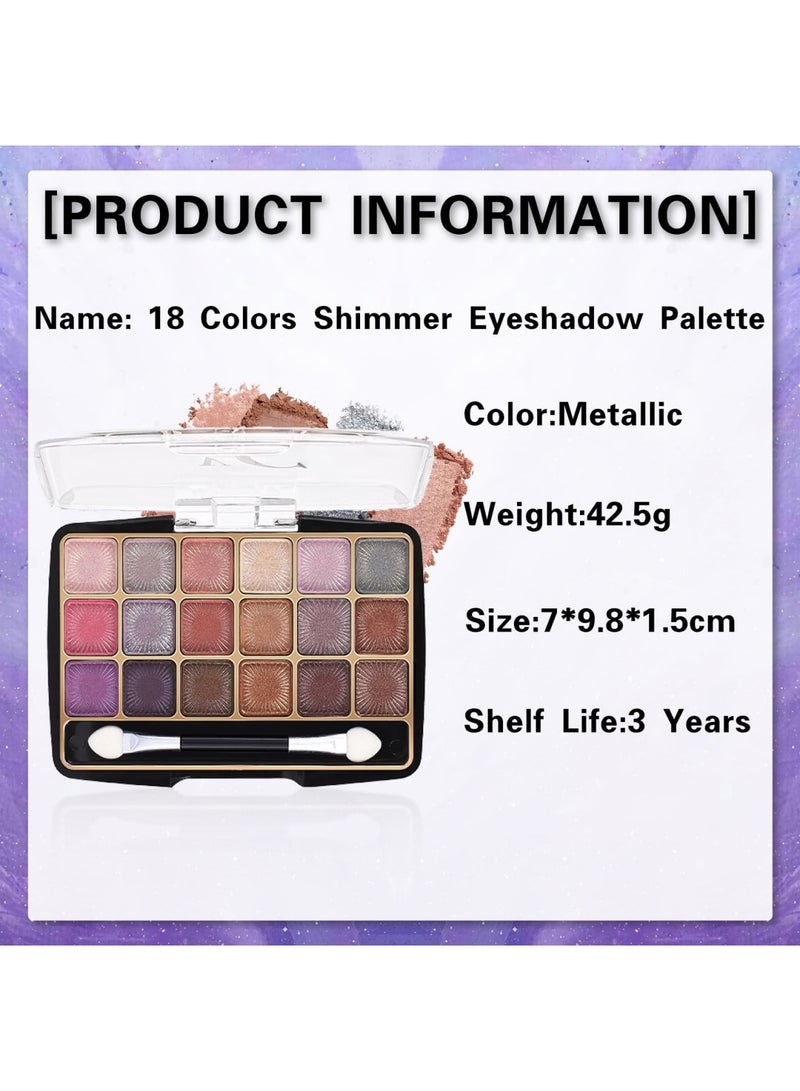 Eyeshadow Palettes, Palette Contouring Eye Shadow Pallets for Women, 18 Colors Glitter Pressed Eyeshadow Powder - Image 4