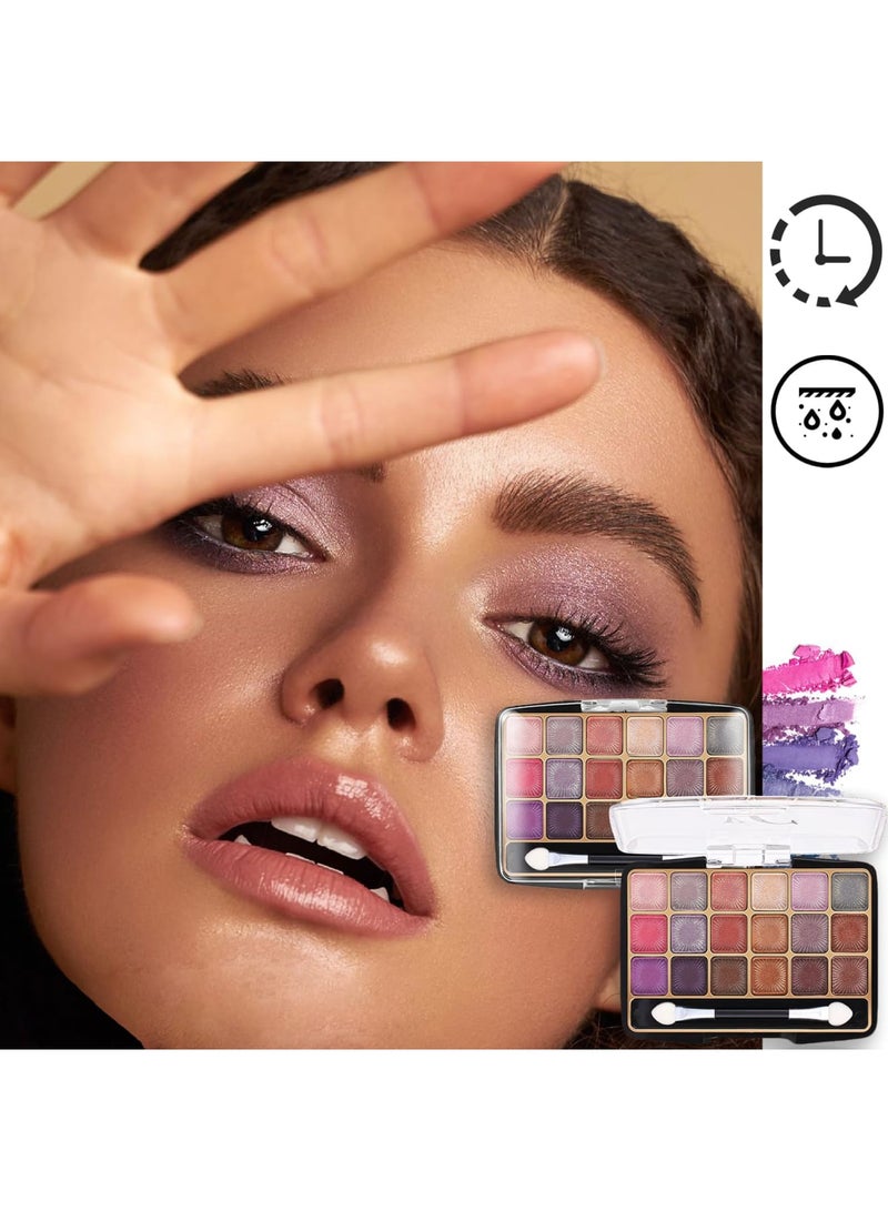 Eyeshadow Palettes, Palette Contouring Eye Shadow Pallets for Women, 18 Colors Glitter Pressed Eyeshadow Powder - Image 2