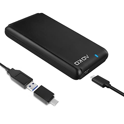 AOKO USB C 3.1 to 2.5-inch 7mm to 15mm SATA Hard Drive Enclosure(UP to 15mm Thick HDD),Tool-Free Portable Hard Drive Case Converter with Dual USB-A to C Y Cable and USB A to C Adapter - Image 1