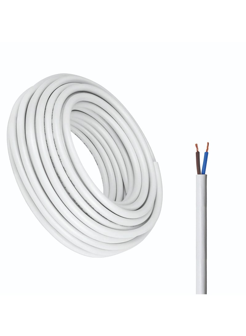 Duravel Duravel Electrical Cable Wire, White PVC Insulated, Round Flexible Power Cord (2 CORE 30 METER, 0.75MM)  - Image 1