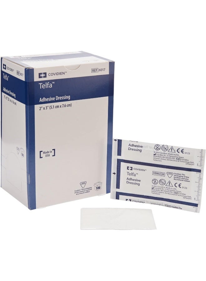 Covidien 6017 Telfa Adhesive Dressing, Sterile 1's in Peel-Back Package, 2" x 3" (Pack of 100) - Image 1