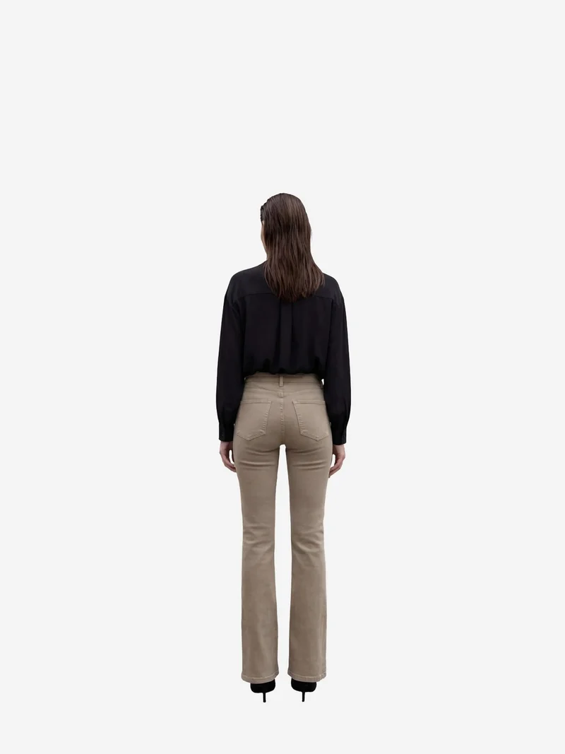 MY FASHION Camel Brown MY FASHION High Waist Flare Leg Denim Pants for Women | Best Price UAE