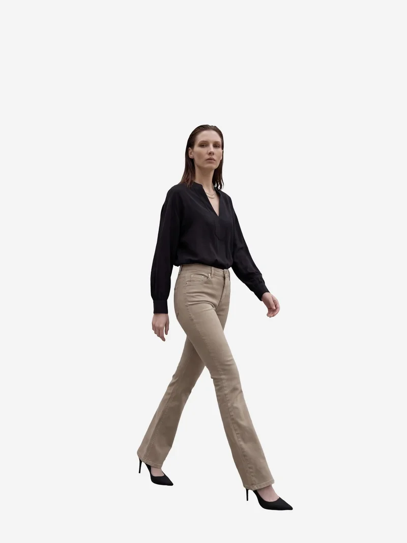 MY FASHION High Waist Flare Leg Denim Pants