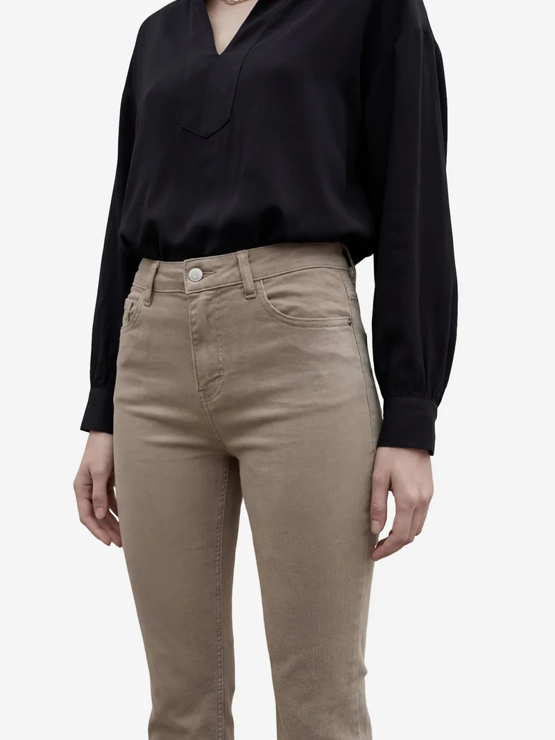 MY FASHION Camel Brown MY FASHION High Waist Flare Leg Denim Pants for Women | Best Price UAE