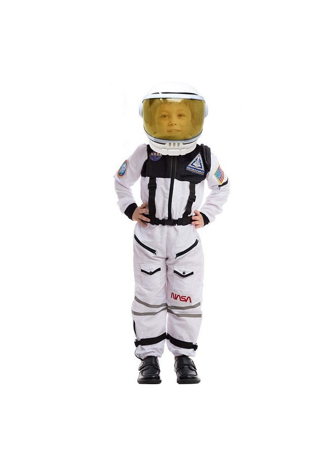 Spooktacular Creations - Astronaut Costume With Helmet, Space Suit For Kids And Toddler With Movable Visor Helmet, Kids Astronaut Costume For Halloween Costumes Party Favor Supplies White S - Image 1
