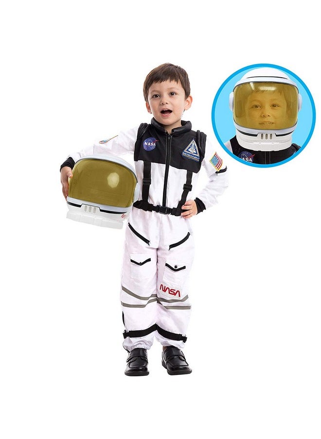 Spooktacular Creations - Astronaut Costume With Helmet, Space Suit For Kids And Toddler With Movable Visor Helmet, Kids Astronaut Costume For Halloween Costumes Party Favor Supplies White S - Image 1