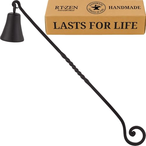 RTZEN Antique Bell Candle Snuffer - Handcrafted Decorative Rustic Wrought Iron Candle Extinguisher Candlesnuffer with Long Handle - Unique Black Matte Farmhouse Decor Accessories Gift - Image 1