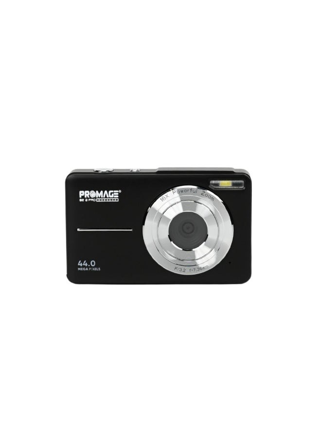 PROMAGE PROMAGE Digital Camera PC100 Black - 44MP Full HD 1080P Vlogging Camera with 16X Zoom & Solibag Case | Compact Point and Shoot for Kids, Beginners & Travel  - Image 1