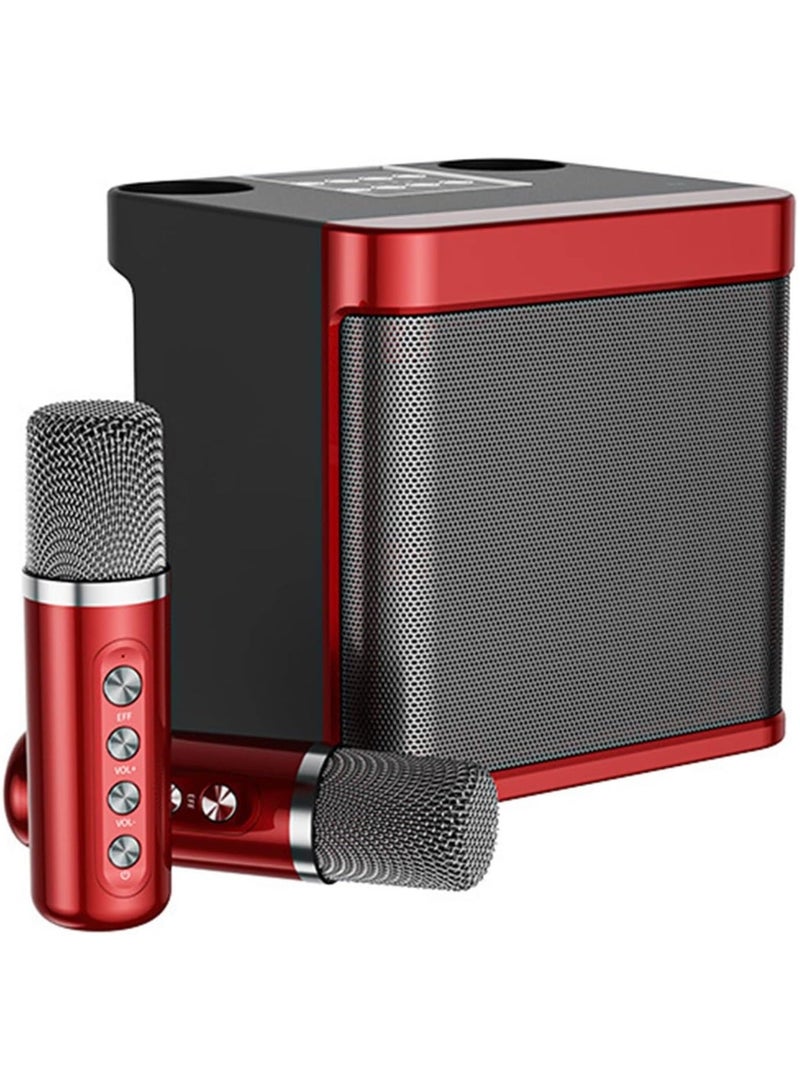 YS Set Bluetooth Speaker with Microphone 5.0 USB Charging Wireless Speakers with Bluetooth Surround Sound Portable Speaker for Smart TV Microphone with Speaker for Singing Red - Image 1
