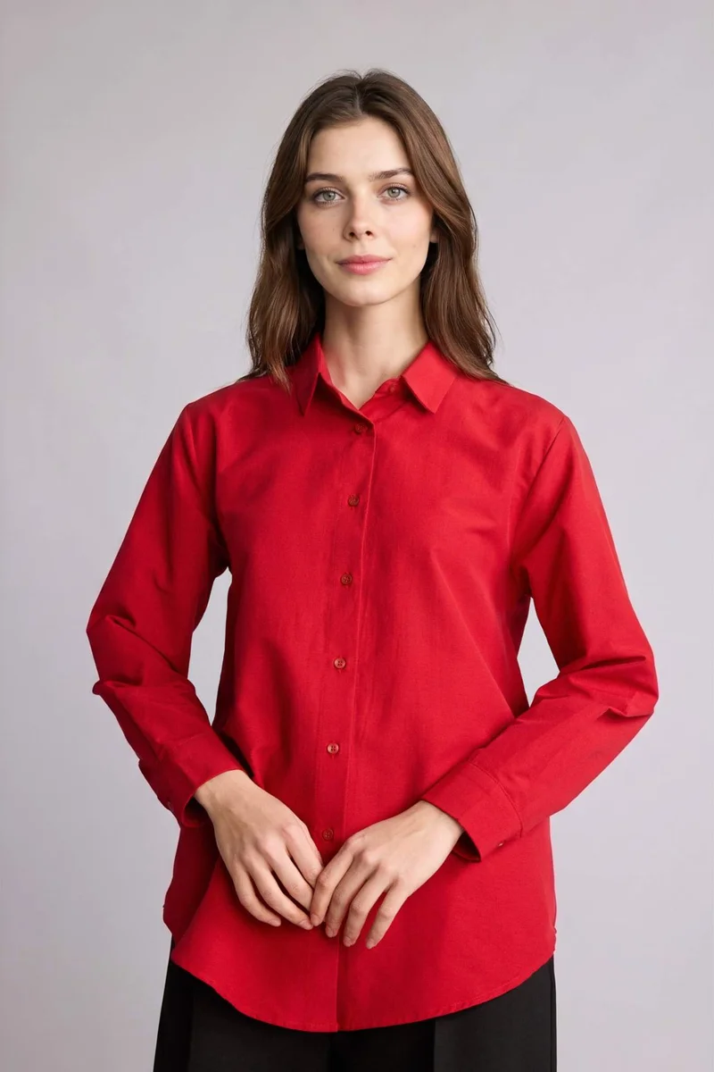 ديفاكتو Relax Fit Poplin Shirt Collar Long Sleeve Tunic