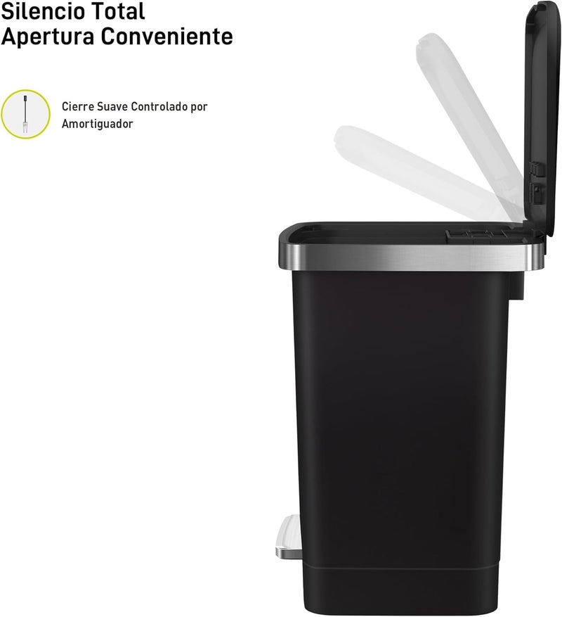 Trash can, Metal, Black/White, 15L