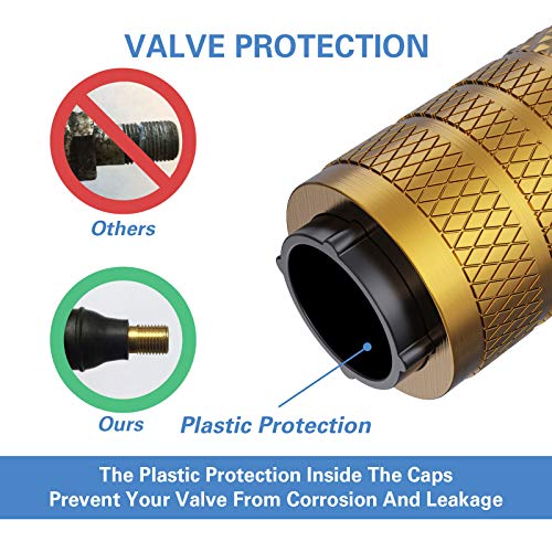 CKAuto Tire Valve Stem Caps, Golden Yellow, 4 pcs/Pack, Anodized Aluminum Tire Valve Cap Set, Corrosion Resistant, Universal Stem Covers for Cars Trucks Motorcycles SUVs and Bikes - Image 5