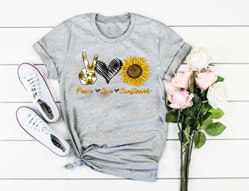 wish Love and Peace Peace Love sunshine Sunflower Short Sleeve T-Shirt - Image 4