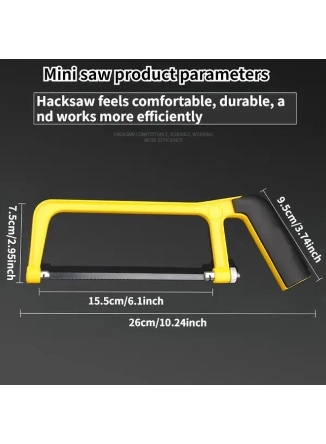 Yellow Hand Saw Set With 2 Blades 6 Inch Manual Metal Wood Cutter - Image 4