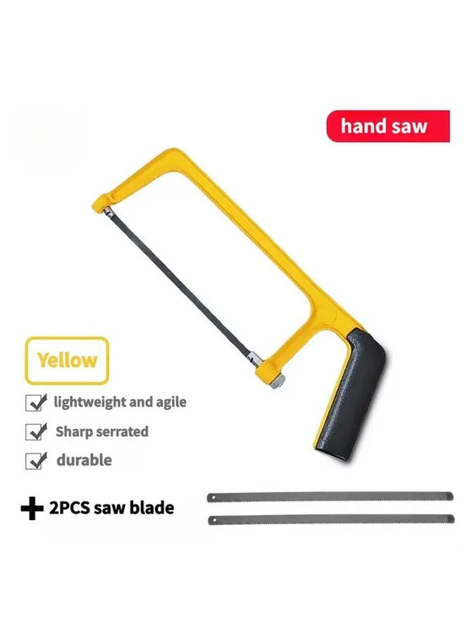 Yellow Hand Saw Set With 2 Blades 6 Inch Manual Metal Wood Cutter - Image 5