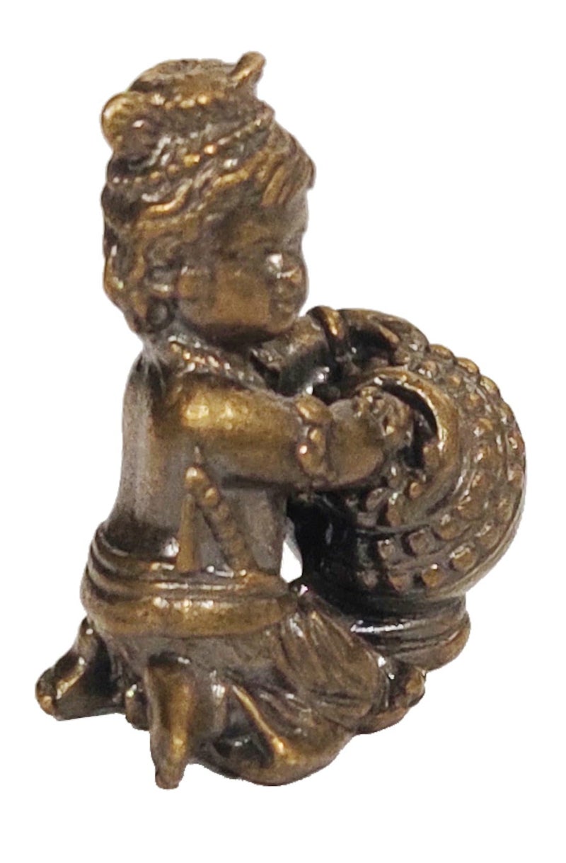 Purpledip Rare Miniature Brass Idol Makhan Chor Krishna: Collectible Statue with Fine Workmanship (12698A) - Image 4