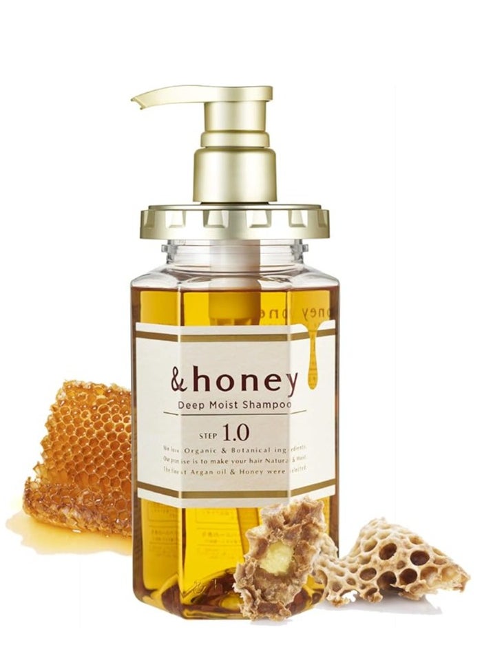 &Honey - &honey Shampoo Deep Moist 1.0 Organic Hair and Scalp Care for Intense Cleansing and Hydration - Moisture-Enhancing Wash and Protection - Ideal for Straight, Curly, Curl, Frizzy, Treated, Colore - Image 1