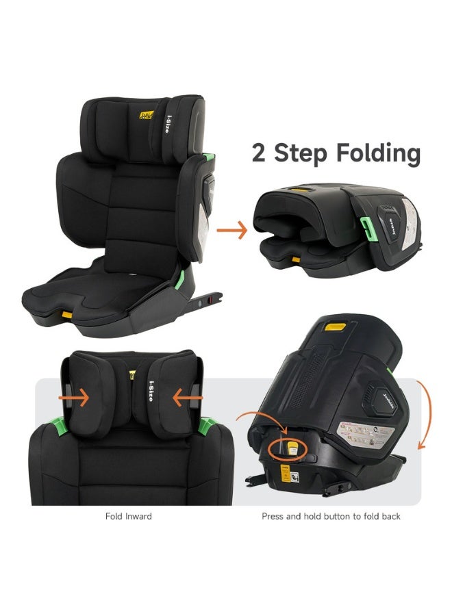 Jovikids Rober I-Size Booster Seat 100–150 Cm (3–12 Years) Isofix+Foldable Adjustable Heightandwidth Ece R129/E4 Certified Cabin Size Portable And Travel-Friendly Removable And Washable Cover Black - Image 5