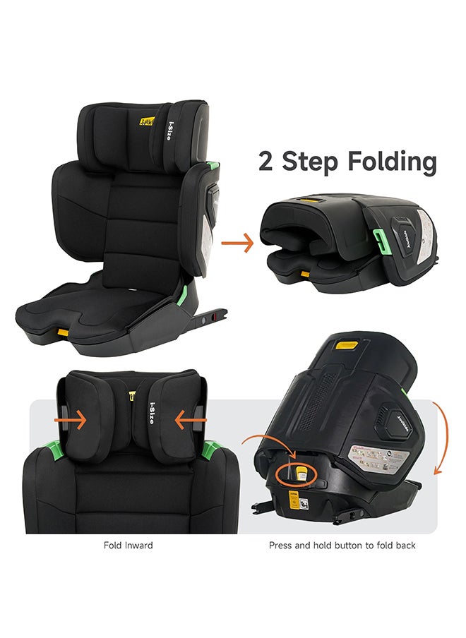 Jovikids - Cabin Size Portable Rober i-Size Booster Seat With ISOFIX, 100 - 150 CM (Approx. 3 To 12 Years), Adjustbale Height And Width, Compact And Folding, ECE R129, Black - Image 1