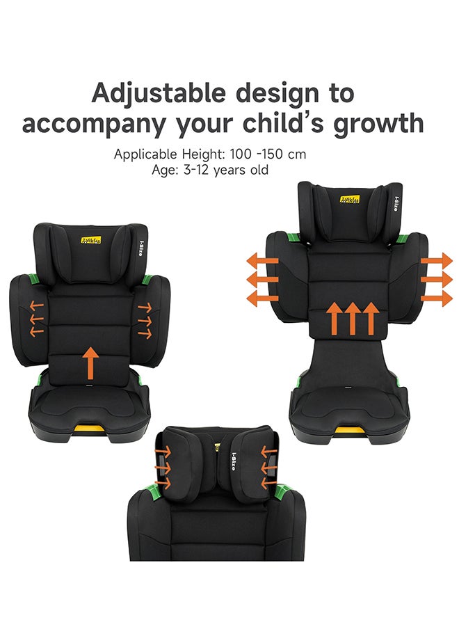Jovikids - Cabin Size Portable Rober i-Size Booster Seat With ISOFIX, 100 - 150 CM (Approx. 3 To 12 Years), Adjustbale Height And Width, Compact And Folding, ECE R129, Black - Image 1