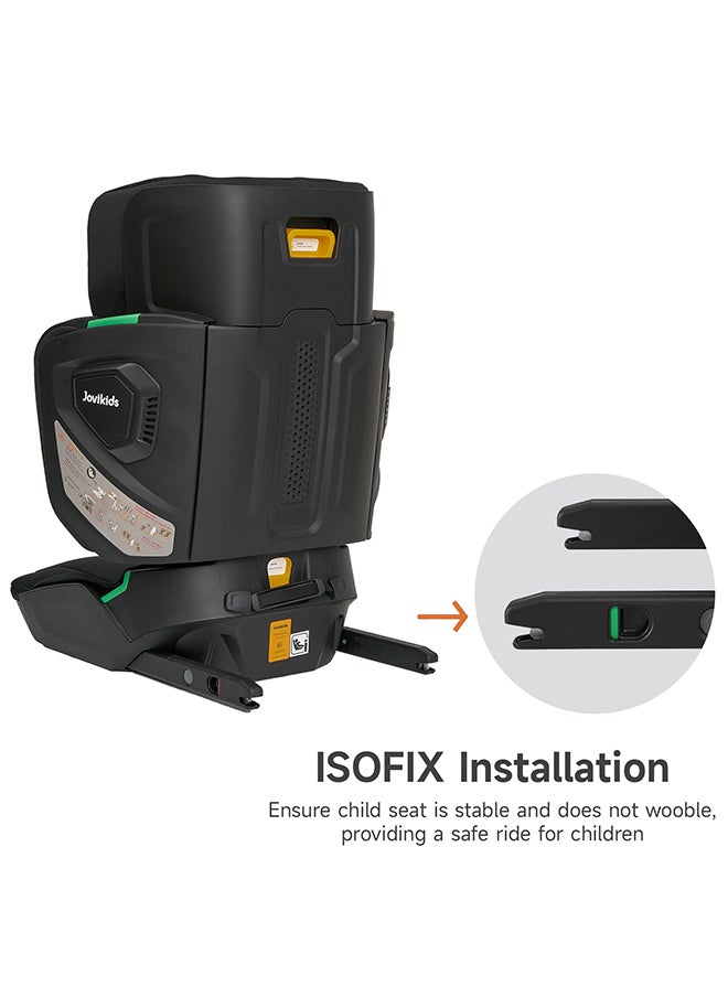 Jovikids - Cabin Size Portable Rober i-Size Booster Seat With ISOFIX, 100 - 150 CM (Approx. 3 To 12 Years), Adjustbale Height And Width, Compact And Folding, ECE R129, Black - Image 1