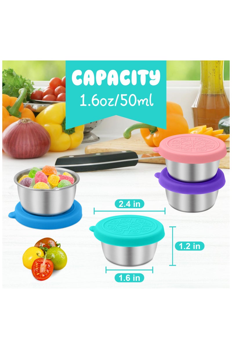 Beautybox 6pcs 50ml Salad Dressing Container to Go, Leakproof Reusable Stainless Steel Small Container with Lid,Sauce Containers for Lunch box, Picnics, Travel, Office and Meal Prep - Image 2