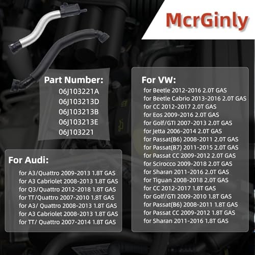 McrGinly 06J103221 Oil Separator Valve Breather Hose Tube Fit for Beetle Cabrio Passat CC Tiguan A3 Q3 TT 06J103221A 06J103213D 06J103213B 06J103213E - Image 2