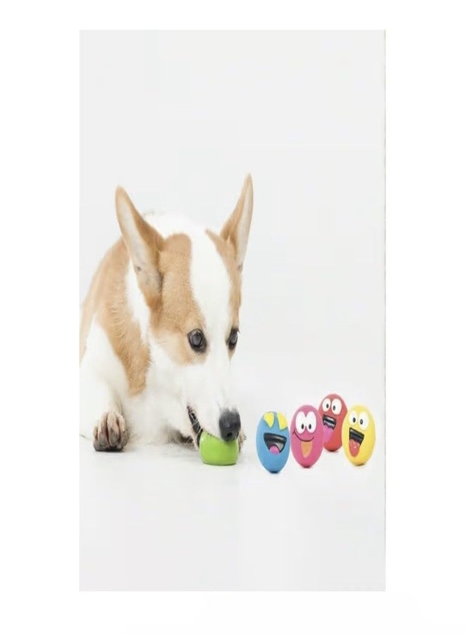 Emoticon Latex Dog Toy (5 Pack) Squeaky Animal Toys for Dogs & Puppies, Soft & Durable for Indoor Play, Lightweight Chew Toys with Built-in Squeakers - Image 2