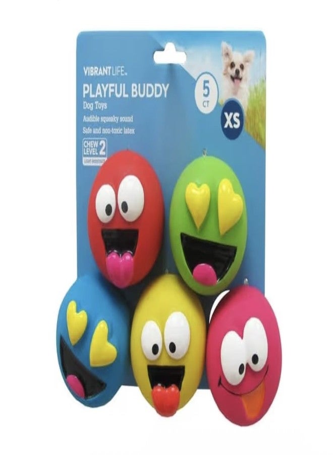 Emoticon Latex Dog Toy (5 Pack) Squeaky Animal Toys for Dogs & Puppies, Soft & Durable for Indoor Play, Lightweight Chew Toys with Built-in Squeakers - Image 3