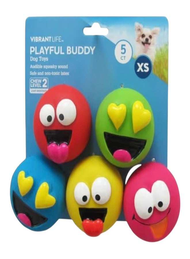 Emoticon Latex Dog Toy (5 Pack) Squeaky Animal Toys for Dogs & Puppies, Soft & Durable for Indoor Play, Lightweight Chew Toys with Built-in Squeakers - Image 1