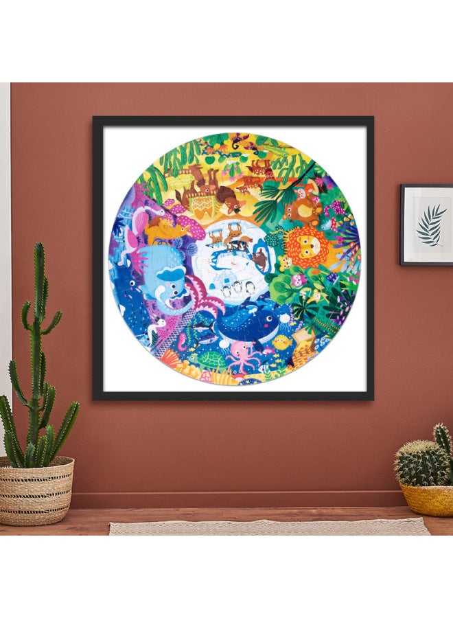 Advanced Round Animal Traffic Dinosaur Ocean Scene Puzzle Children's Early Education Cartoon Creative Toys-Color:Ocean World 158 Pieces  - Image 4
