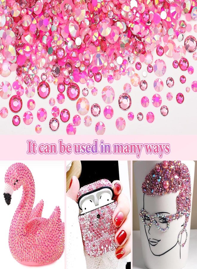 Uotey 15000 Pcs Pink Resin Rhinestones for Crafting, Flatback 2-6 mm Gems Jelly Rhinestones, Mixed Sizes Pink Bedazzling Gems Crystal for Nail Art Face Makeup Craft DIY Accessories - Image 4