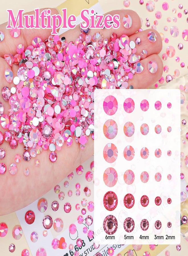 Uotey 15000 Pcs Pink Resin Rhinestones for Crafting, Flatback 2-6 mm Gems Jelly Rhinestones, Mixed Sizes Pink Bedazzling Gems Crystal for Nail Art Face Makeup Craft DIY Accessories - Image 2