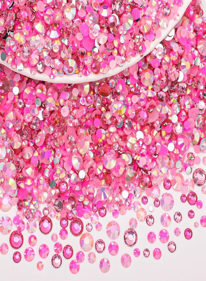 Uotey 15000 Pcs Pink Resin Rhinestones for Crafting, Flatback 2-6 mm Gems Jelly Rhinestones, Mixed Sizes Pink Bedazzling Gems Crystal for Nail Art Face Makeup Craft DIY Accessories - Image 1