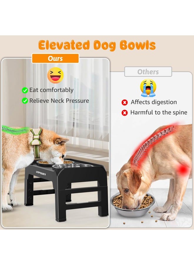 URPOWER Elevated Dog Bowls Adjustable Raised Dog Bowl with 2 Stainless Steel 1.5L Dog Food Bowls Stand Non-Slip No Spill Dog Dish Adjusts to 3 Heights 2. - Image 3