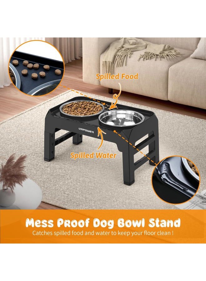 URPOWER Elevated Dog Bowls Adjustable Raised Dog Bowl with 2 Stainless Steel 1.5L Dog Food Bowls Stand Non-Slip No Spill Dog Dish Adjusts to 3 Heights 2. - Image 4