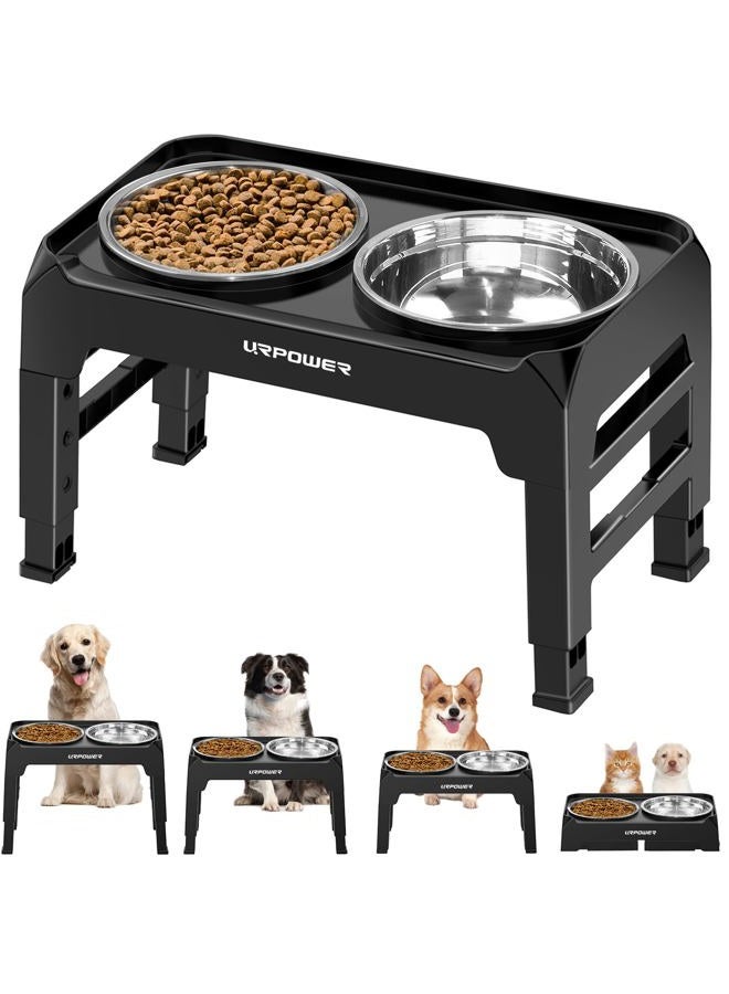 URPOWER Elevated Dog Bowls Adjustable Raised Dog Bowl with 2 Stainless Steel 1.5L Dog Food Bowls Stand Non-Slip No Spill Dog Dish Adjusts to 3 Heights 2. - Image 1